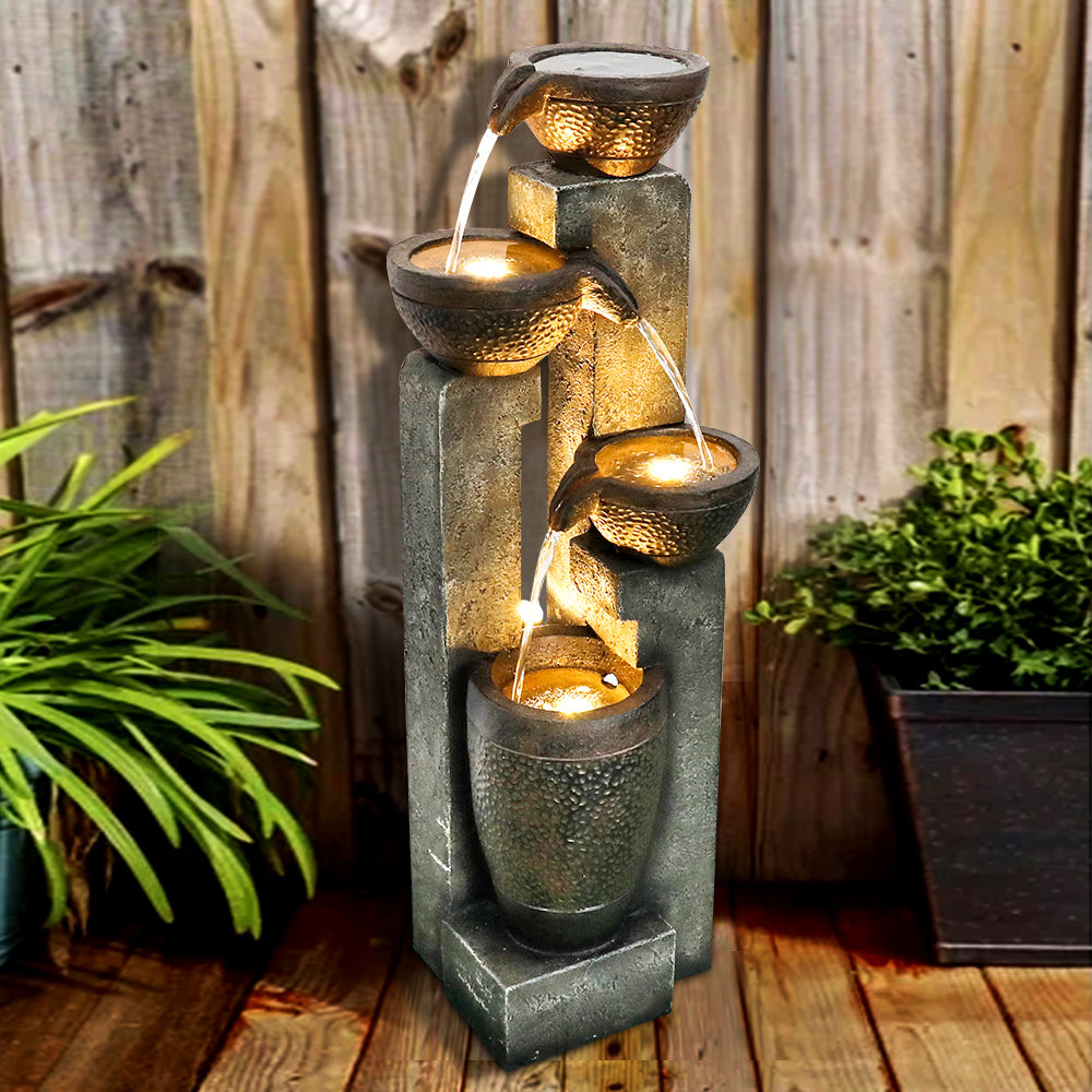 Four-layer warm light pot water fountain