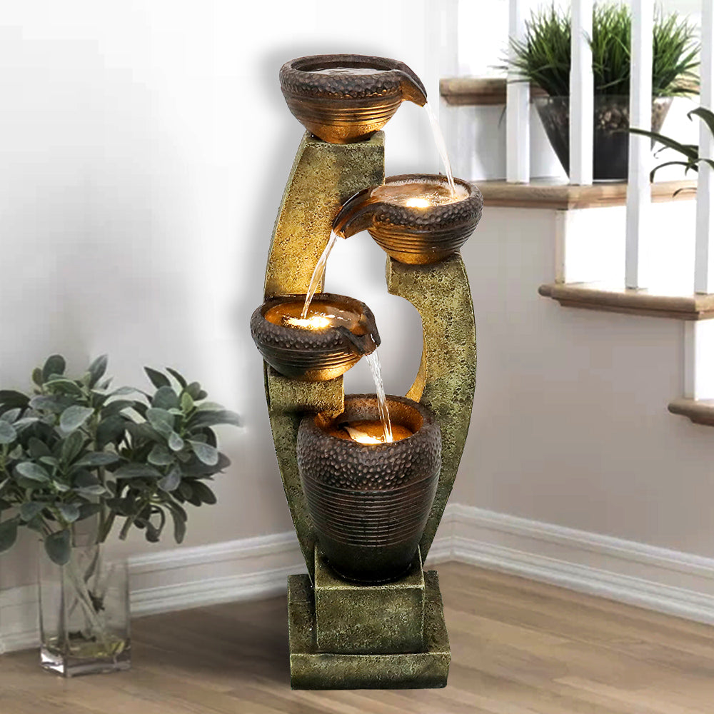 Four-layer basin warm light LED indoor and outdoor decorative water fountain
