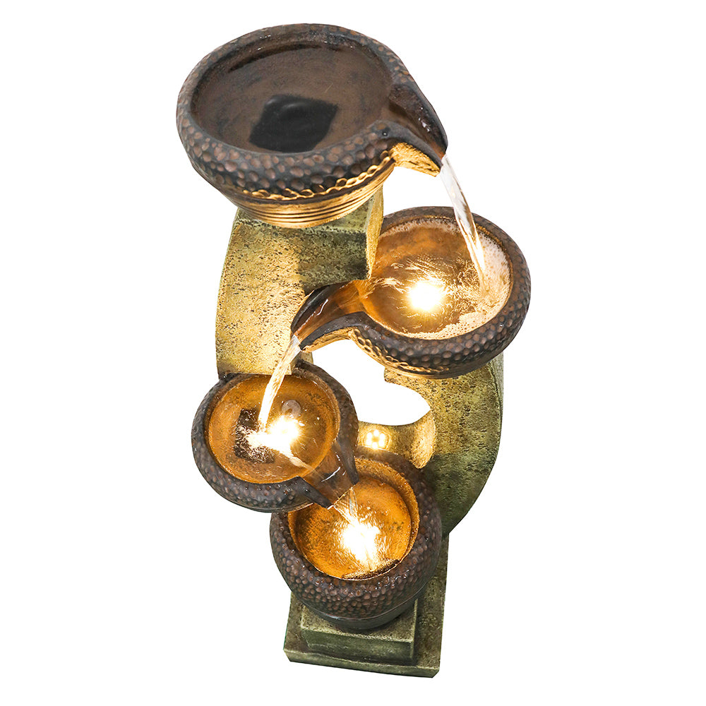 Four-layer basin warm light LED indoor and outdoor decorative water fountain