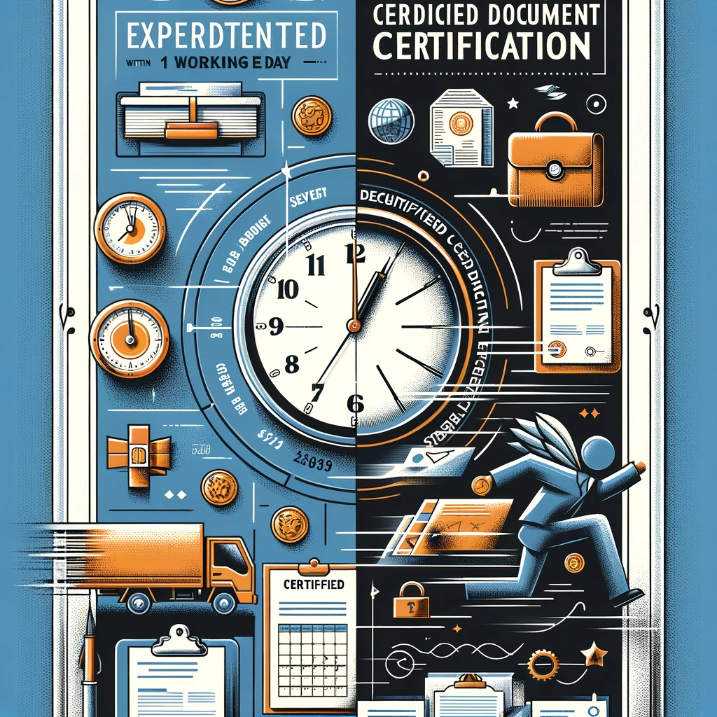 Expedited delivery of notarized documents and expedited processing of Hague certification within 2 working days