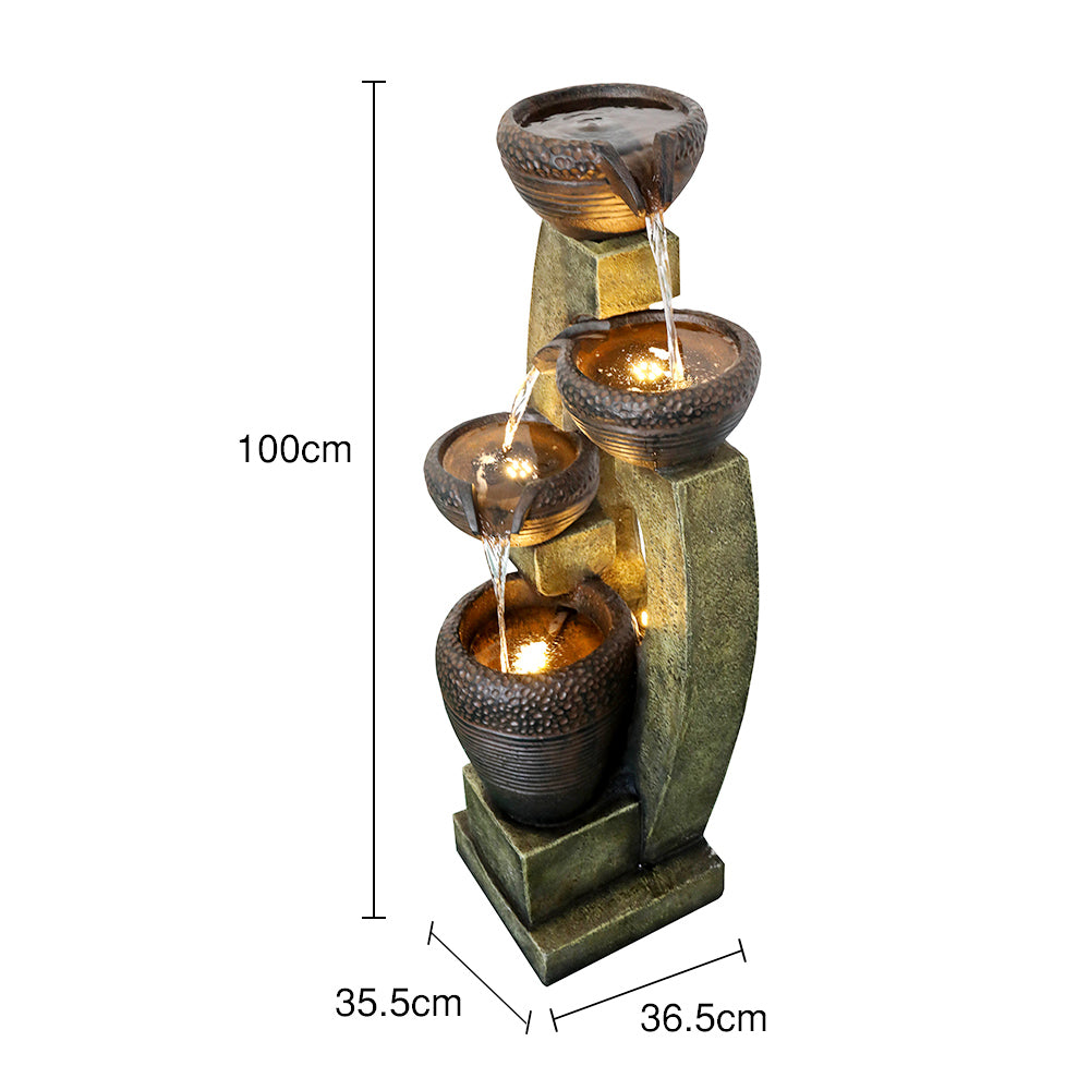 Four-layer basin warm light LED indoor and outdoor decorative water fountain