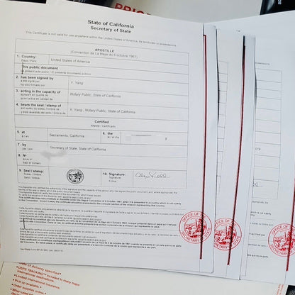 Apostille of the affidavit of singleness (certified by the Secretary of State)