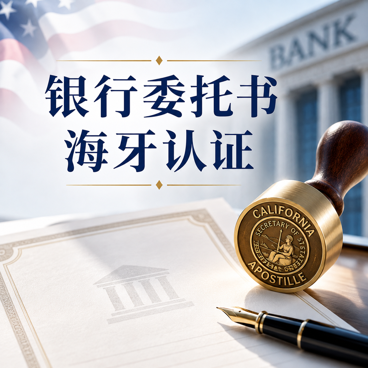 银行委托书海牙认证 California Bank POA Apostille