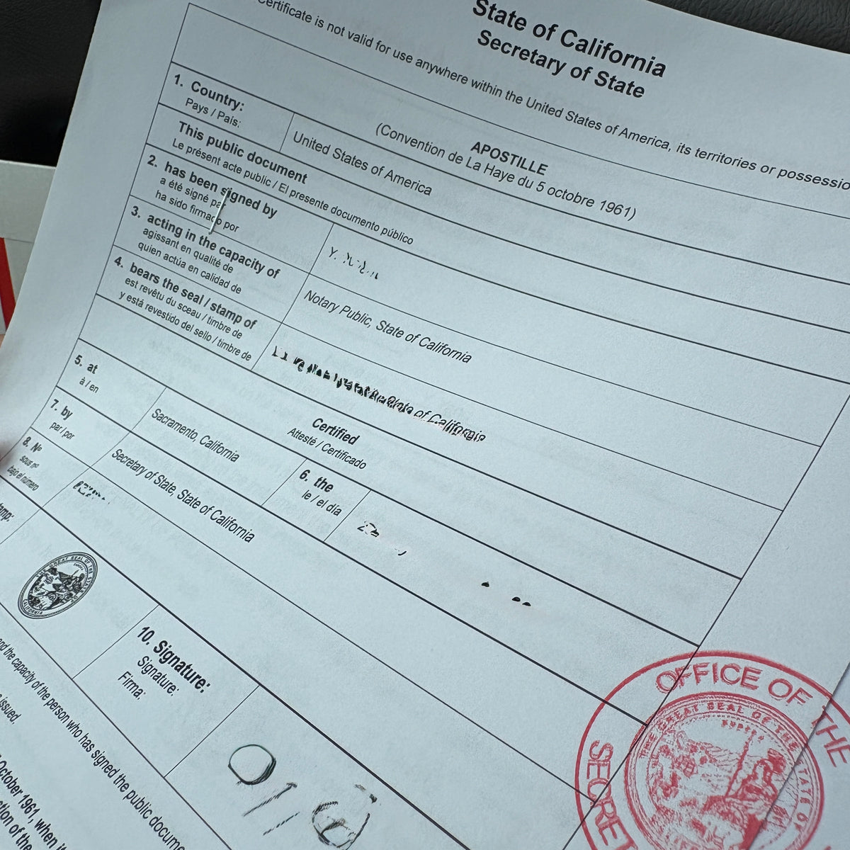 加州授权委托书 Apostille 海牙认证