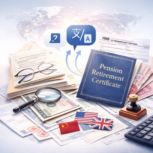 中国养老金退休金及退休收入证明英文翻译，Chinese Pension and Retirement Income Translation