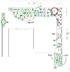住宅庭院植物平面布局图与种植规划 Residential planting plan with trees, shrubs and garden beds